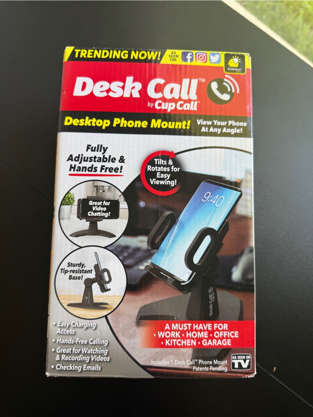 Desk Call by Cup Call Desktop Phone Mount -View Your Cell Phone at Any Angle NIB